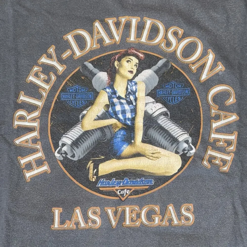 Vintage Harley Davidson Cafe T-Shirt Mens Large Grey Las Vegas Biker‎